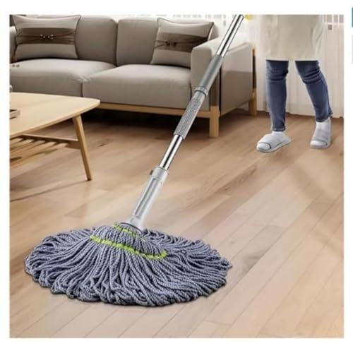 Image of Self Wringing Microfiber Twist Mop for Floor Cleaning, Squeeze Mop with Extendable Stainless Steel Handle and Reusable Head for Wet Dry Tile Surface Care