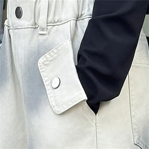 Girls Wide Leg Jeans Elastic Waist Adolescent Girl Baggy Cargo Denim Pants Multi Pocket Vintage Trousers Straight Jeans4