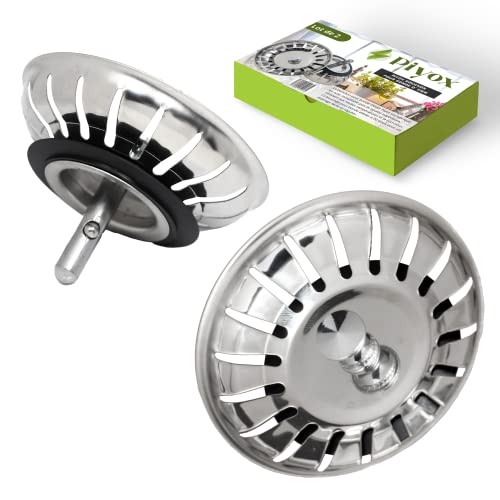 Piyox Lot de 2 Bouchon Evier Cuisine 80mm – en Acier Inoxydable 304 SS Anti-corrosion pour Bonde Evier 80mm - Filtre, Crépine Cuisine meilleur pour Vidange et Antiblocage