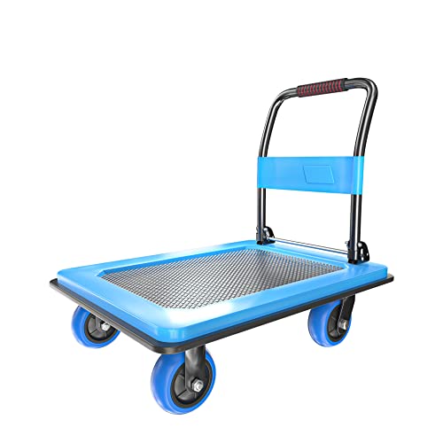 Heavy Duty Platform Truck, Push Cart Furniture Dolly with 1100Lbs Capacity and 5'' TPR 360 Degree...