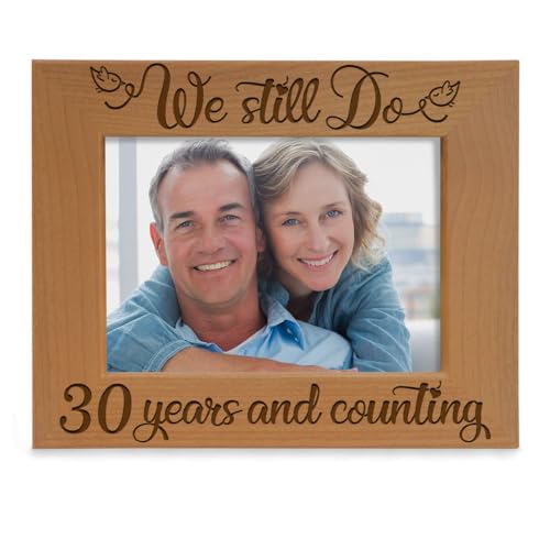 KATE POSH 30 Years and Counting Anniversary Wood Picture Frame, 30 Years of Marriage, 30 Wedding Anniversary for Her and Him, for Parents (5x7-Horizontal)