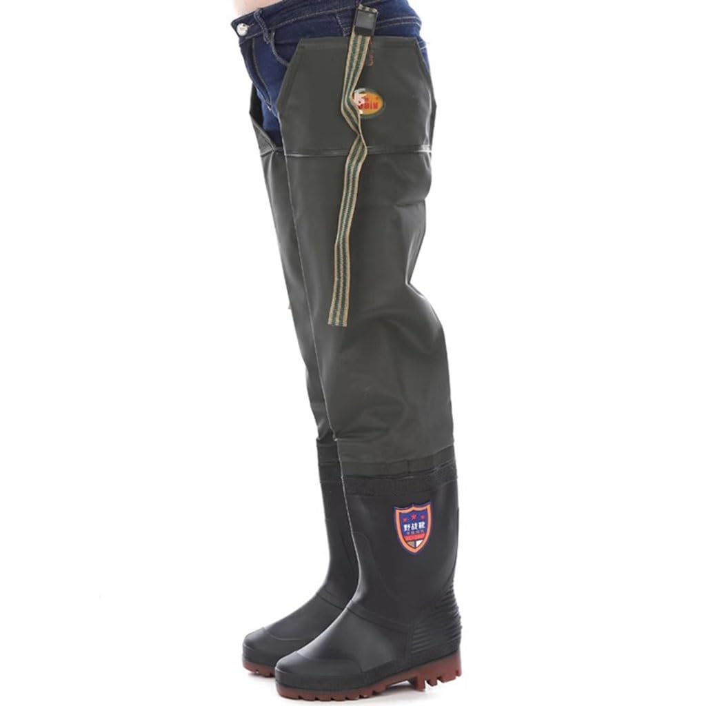 Stivali A Coscia da Pesca Stivali da Pesca Impermeabili in PVC, Stivali da trampoliere Alti 80 cm, con Fibbia Regolabile e Suola Oxford Resistente all'Usura