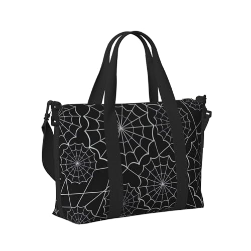 Laptop Tote Bag for Women Work - Spider Web Black Gym Bag for Women Men, Personal Item Crossbody Travel Bags Carry On, Overnight Weekender Bags for Women Travel