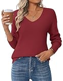 Zeagoo Pullover Damen Casual Strickpullover Winter V-Ausschnitt Lose Pulli Warm Outwear Pullover...