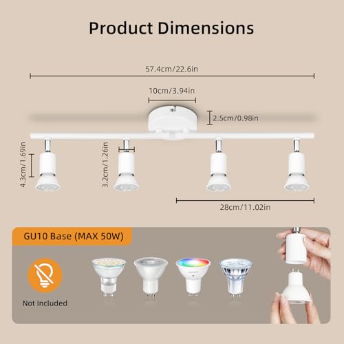 Platonnier LED 4 spots blanc Ketom moderne et orientable - 3