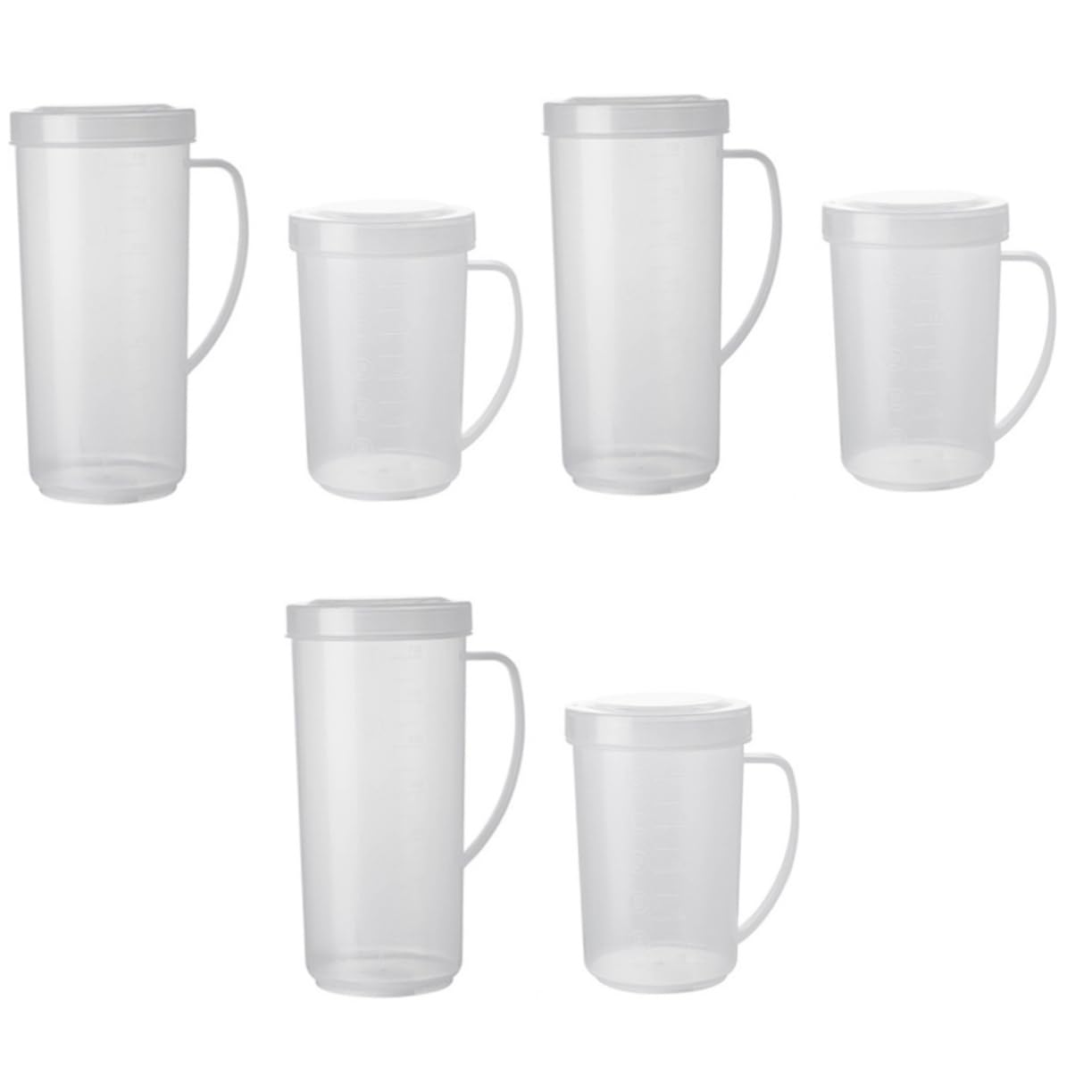SOLUSTRE 6pièces à Mesurer Plastique Avec Échelle Récipients Pour Café Lait Et Jus Utilisation -