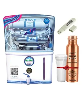ROYAL STUFF Aqua Grand Plus RO Residential Water Purifier (RO+ UV+ COPPER WITH ALKALINE+ HIGH TDS MEMBRANE+ TDS CONTROL) 12 Liter Storage | 20 LPH Capacity
