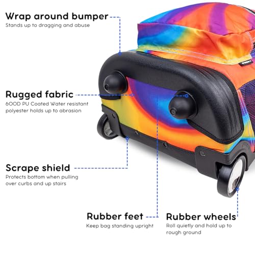 Image of J World Sunrise Kids Rolling Backpack with Wheels for Girls Boys, Roller Bookbag for School, 18 x 13 x 9 Inches, Heat
