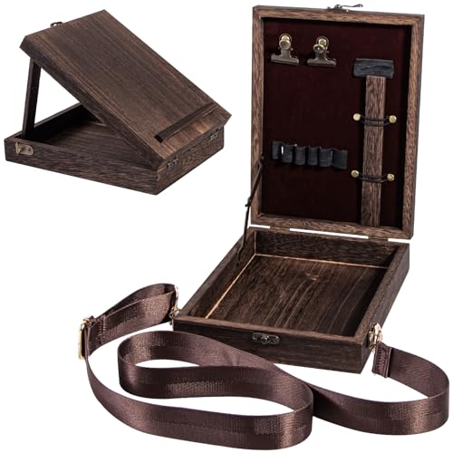 Useekoo Writers Messenger Wooden Box with Hinged Lid Front Clasp,9.8'x7.5'x2.4', Multifunctional...