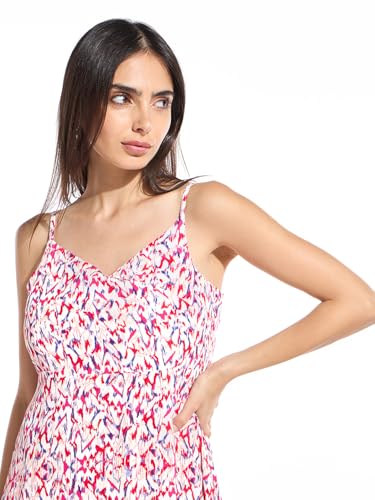 Image of Bewakoof Women's Solid Regular Fit Strappy Shoulder Straps Viscose Dress