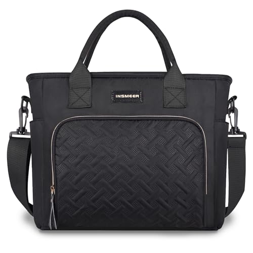 INSMEER Bolsa Termica Marmita 11L, Lancheira Termica Adulto Impermeável, Leve e Portátil à Prova de Vazamentos, Cooler Térmico com Alça Ajustável para Trabalho, Piquenique, Acampamento (Preta)