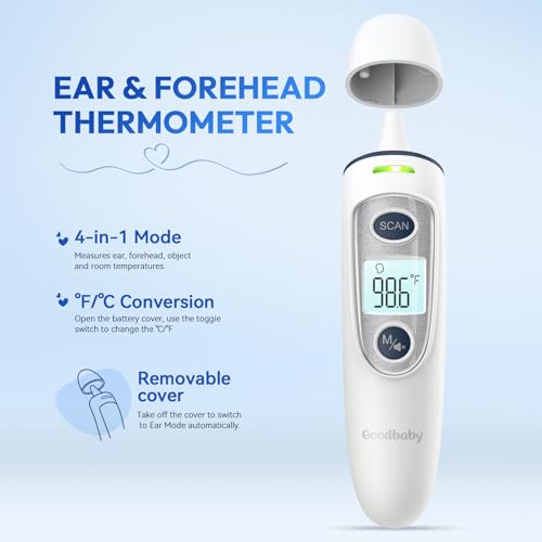 ear thermometer for adults and kids digital accurate ear and forehead thermometer with fever alarm 1 second fast result easy to use 2 in 1 mode