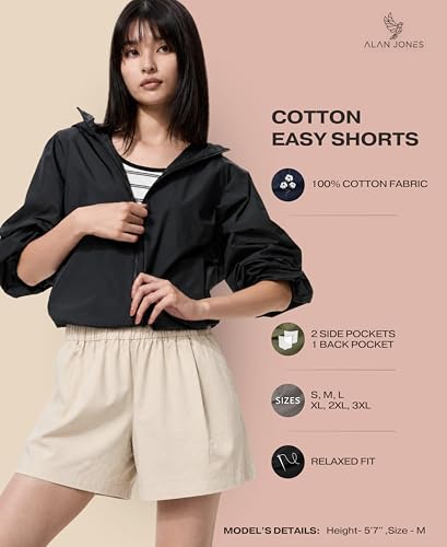 Image of Alan Jones Clothing Women's Cotton Easy Shorts | 100% Cotton Casual Shorts