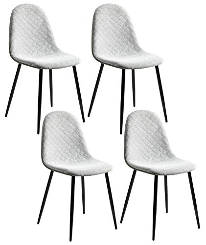 Miroytengo Pack 4 sillas Comedor Vansy Salon Estilo nordico Modernas Tela y Polipiel 87x45x53 cm