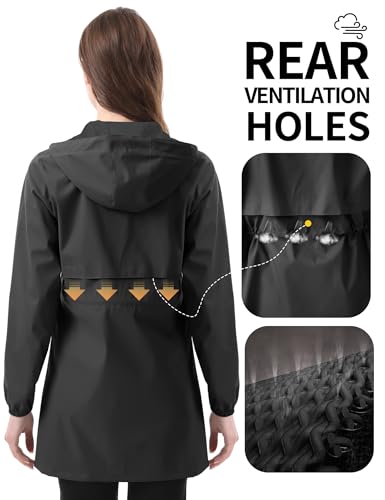 iCreek Women's Black Rain Jacket - Lightweight, Waterproof, Packable for Hiking and Outdoor Adventures (Medium) - Image 2