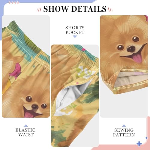 ZZXXB Tropical Pomeranian Watermelon Boys Long Pants Soft Trousers Elastic Waist Kids Lounge Bottoms with Pockets S-XL4