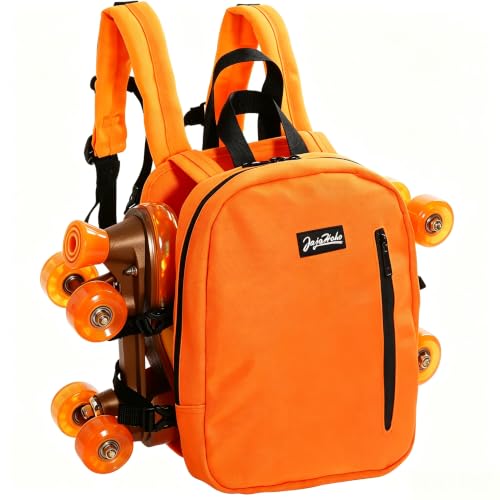 JajaHoho Roller skates bags for Women Men, Sports Backpack for Rollerskates, Ice skates, Inline skates, Skate Gear Storage, Durable and Stylish, 11 x 9 x 3 inches (Orange)