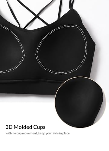 Image of baleaf everleaf Women's Sports Bra Longline, Molded Cup Yoga Bra Thin Strap Low Impact Workout Crop Tank Tops