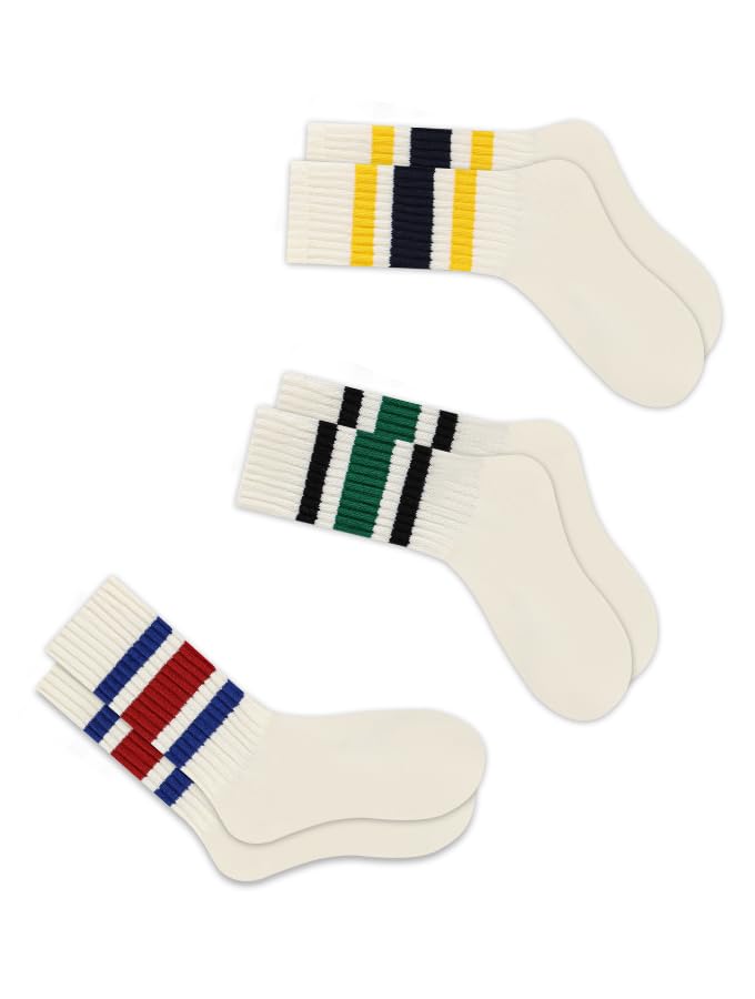 Retro Striped Crew Socks Sport Socks,Casual Cotton Stretchy Socks, with Seamless Toe for Men and Women Multicolor