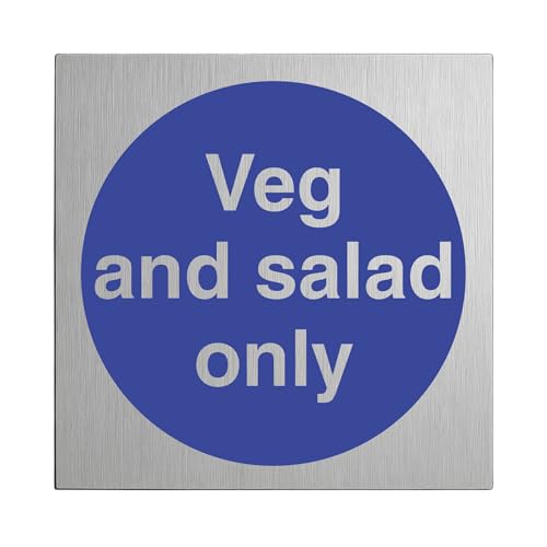 V Safety Veg and Salad Only 100 x 100 mm - Self Adhesive Vinyl - Aluminium Effect Safety Sign