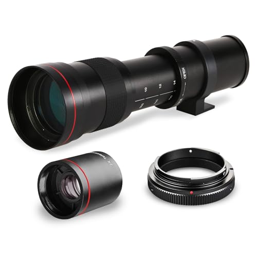 High-Power 420-1600mm Manual Telephoto Micro Four Thirds Mount Lens for Lumix G1, G2, G5, G6, G7, G9, G10, GF1, GF2, GF6, GH1, GH2, GH3, GH5, GH4, GM1, DMC GM5, GX7, GX8, GX85 Cameras