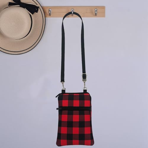 Auony Buffalo Plaid Crossbody Bag,Zipper Shoulder Purse Wristlet Phone Purse Bag4