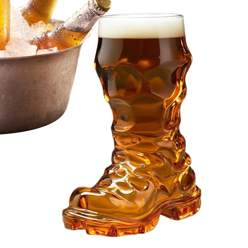 Tasse à bière en verre à base lourde, tasse à cocktail transparente, design de botte occidentale, décoration de taverne unique pour la maison ou le restaurant