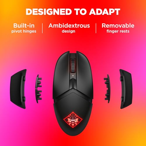 HP OMEN Photon - Souris Gaming Noire (Sans Fil avec Charge Qi, Vitesse 0,2 ms, 11 Boutons Programmables, 16 000 DPI, Rétroéclairage LED RGB, Ambidextre)