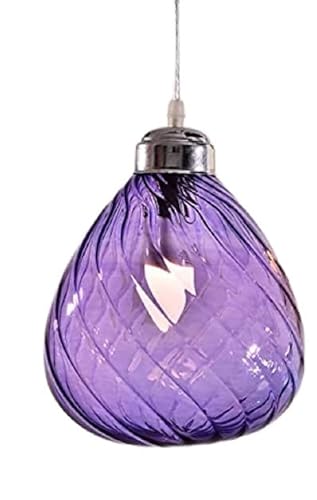 ECIT Blown Light Fixture Glass Purple - Handmade Glass Ceiling Lighting - Glass pendant Light Decorative- Hand painted Glass Light- stained glass light