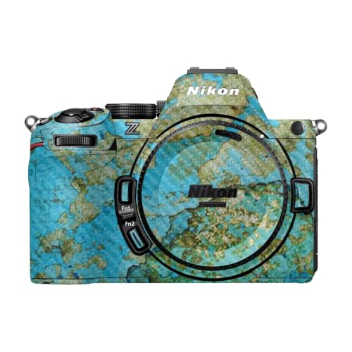 Image of Carbon Fiber Camera Skin Compatible with Nikon Z5 II (2025) - Teal Marble - Premium 3M Vinyl Protective Wrap Decal Cover - Easy to Apply | Crafted in the USA by MightySkins