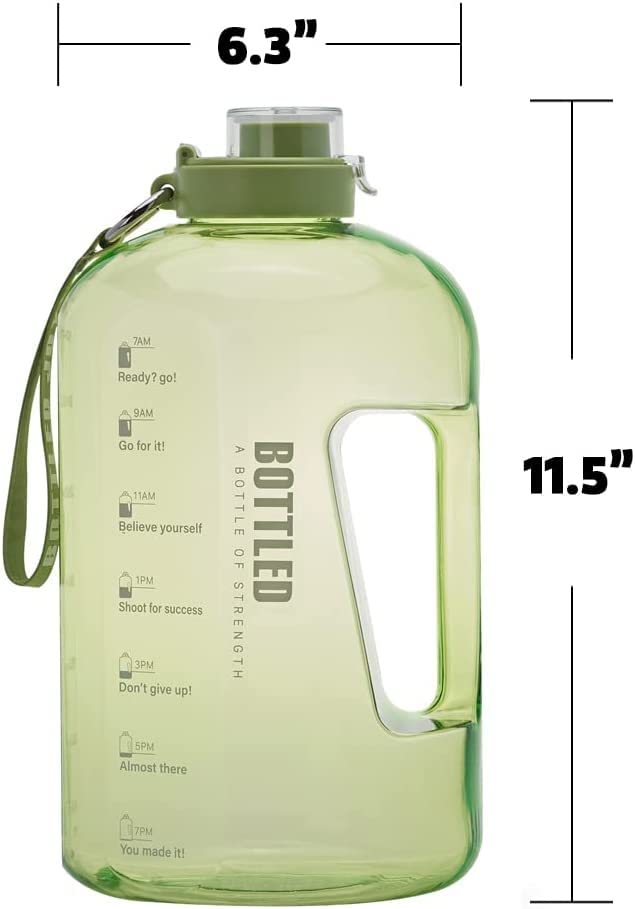 Image of Plastic 2.5 Liter Motivational Sports Gym Bottle Daily Water Intake With Time Markings Bpa-Free. Leak Proof For Adults For Gym, Travel And Office(Green)
