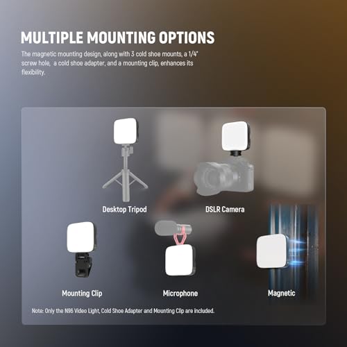 Image of NEEWER Entry Level Version Magnetic LED Camera Light, 96 LEDs Bi Color Small Clip On Panel Light, 2000mAh 3000K-9000K CRI80+, 3 Cold Shoes 1 /4 inch Thread for Tripod, Video Recording Selfie Lighting, N96