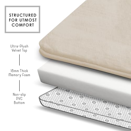 Clara Clark 2 Piece Bathroom Rug Set - Memory Foam, Bath Mat Set, Plush, Cozy, Ultra Soft, Non Slip, Machine Washable, Quick Dry - 24” x 17”+ 32” x 20” - Linen by Clara Clark - Image 5