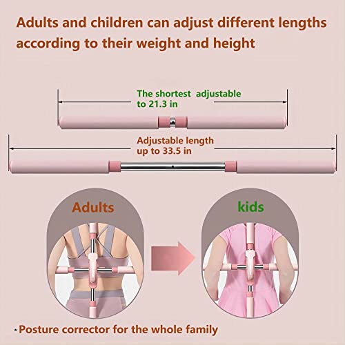 Adontze Posture Corrector,Yoga Sticks Stretching Tool,Yoga Sticks For Posture, Retractable Design For Adult And Child Back Brace Posture Corrector (Pink) #TOP5