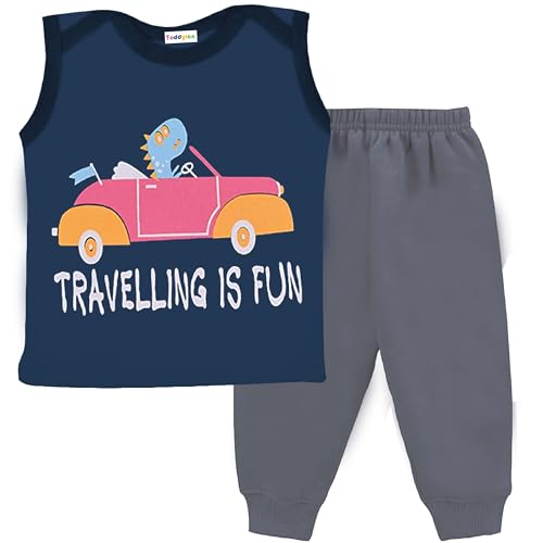 Toddylon Sleeveless Tshirt & Pyjama Set for Boys & Girls Kids Clothes Cotton Summer Dress
