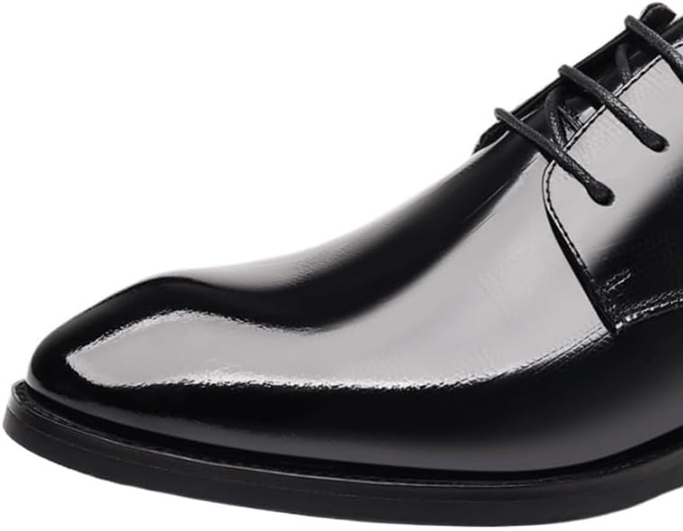 Men's Business Casual Leather Shoes British Pointed Toe Comfortable Lace-up Men Oxfords Dress Shoes Non Slip Lightweight Walking Shoes