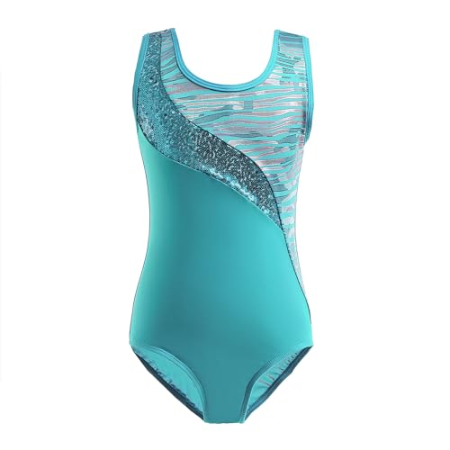 Leotardos de gimnasia para niñas, ropa atlética, ropa deportiva, leotardo de una pieza para ballet, Lentejuelas Grenn, 9-10 años