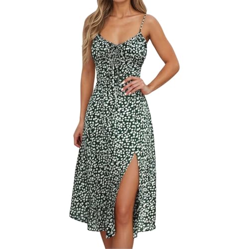 Vestido Informal Sin Mangas con Estampado Floral Y Abertura En La Parte Delantera for Mujer, Traje De Fiesta, Oscuro(XL)