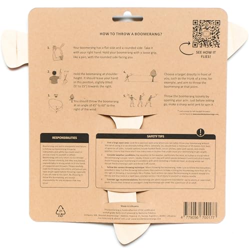 Boomerang de Madera Hurricane v2 – Boomerang que Regresa, Fácil de Lanzar para Principiantes, Juego al Aire Libre Hecho a Mano, 3 Alas, para Adolescentes y Adultos 14+, Ligero y Probado en Vuelo miniatura 2