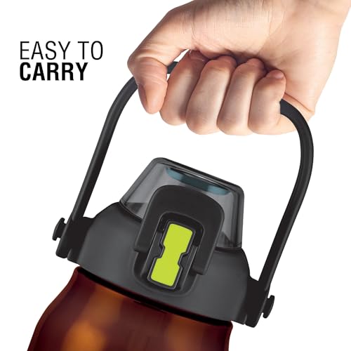 Image of MILTON Juwel 1000 Premium Crystal Clear Unbreakable Material Sipper Water Bottle | BPA Free | One-Touch Open |Leak-Proof | Sturdy Handle Cum Mobile Holder | Ideal for Office, School, Gym, 975ml, Black