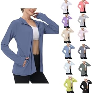 Women's UPF 50+ Sun Protection Jacket Long Sleeve Zip Up Cooling Lightweight Hoodie Hiking Athletic Shirts