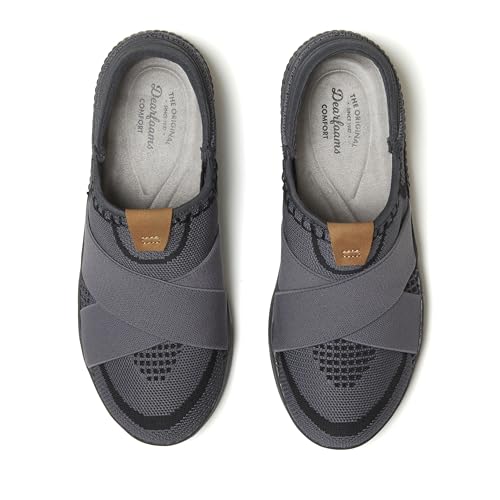 Dearfoams Women's Livie Machine Washable X Strap Knit Sneaker3