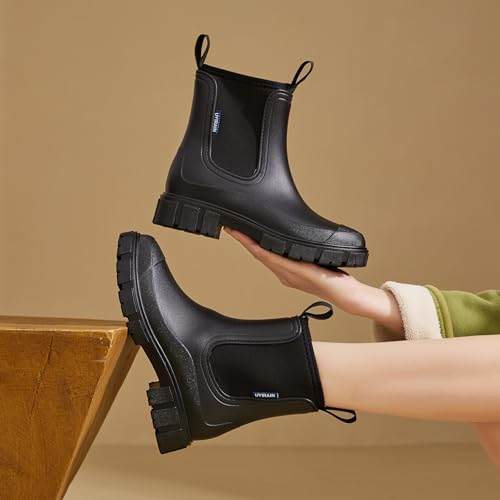 Image of WOWSTICK Women's Ankle Rain Boots Waterproof Lightweight Slip Resistant Fashion Garden Booties