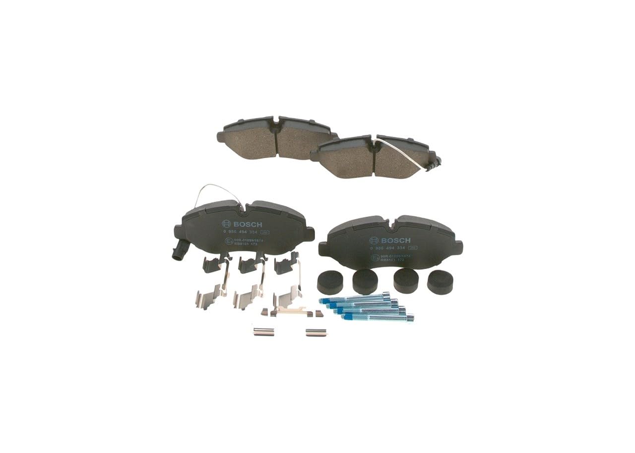 Bosch BP1224 - Pastiglie Freni Auto, Delantero - Calidad Bosch - Reducción de Ruido y Polvo - Certificación ECE-R90 - Sin Cobre - 1 Juego de 4 Pastillas - Con Accesorios