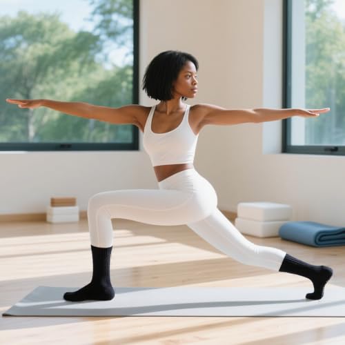 3 Pairs Pilates Socks with Grips for Women, Non Slip Yoga Grip Socks, Grippy Ballet Barre Socks for Dance Hospital3