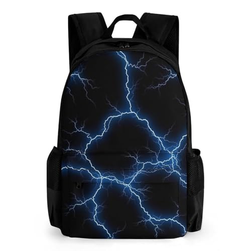 Durable Waterproof Hiking & Camping Daypack for Wet Conditions, Lightweight Backpack with Rain Cover for Outdoor Adventures & Trails, Starry Blue Lightning Bookbag