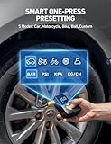 AstroAI Car Tyre Inflator Air Compressor, Rechargeable Portable Electric Bike Pump 150 PSI with 4+N Mode Preset, Quick Connect Presta and Schrader Adapter Tyre Pump for Car Bike Motorcycle - Image 8