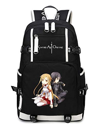 Cosstars Sword Art Online Sao Anime Mochila Escolar Estudiante Bolso de Escuela Backpack Mochila para Portátil Negro-15
