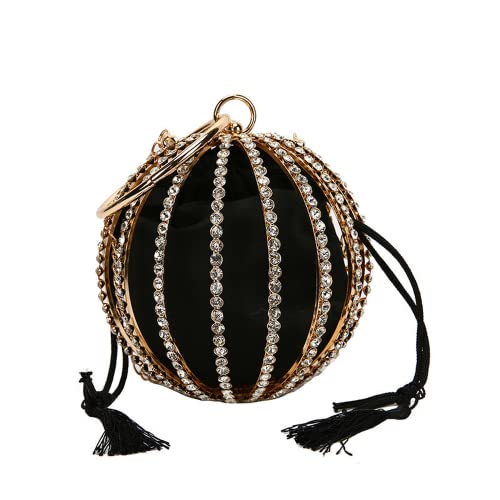 Pochette de soirée ronde ajourée pour femme - Sac à main pour mariage - Sac à main à chaîne, noir, Medium Cover