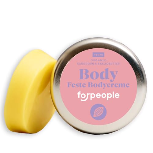 Forpeople Mantequilla corporal 40 g · Crema corporal orgánica con manteca de karité y cera de abejas · Fija y vegana · Mantequilla corporal para piel seca · Cuidado de karité para hombre y mujer